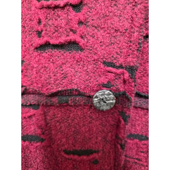 Vintage J.JILL Women's Fisherman Oversized Burgundy Cardigan Jacket Wool Blend S - Picture 4 of 10